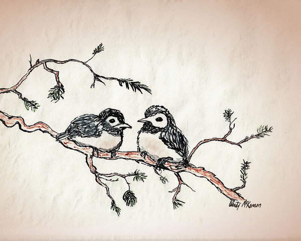 600x480 Two Birds Poster By Wendy Mckennon - Two Birds Sketch