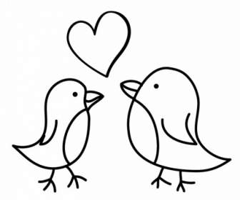 336x280 Two Birds Sketch With A Love Heart Vector Misc Free Vector Free - Two Birds Sketch