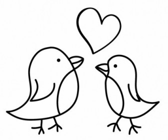 336x280 Vector Two Birds Sketch With A Love Heart Vector Art - Two Birds Sketch