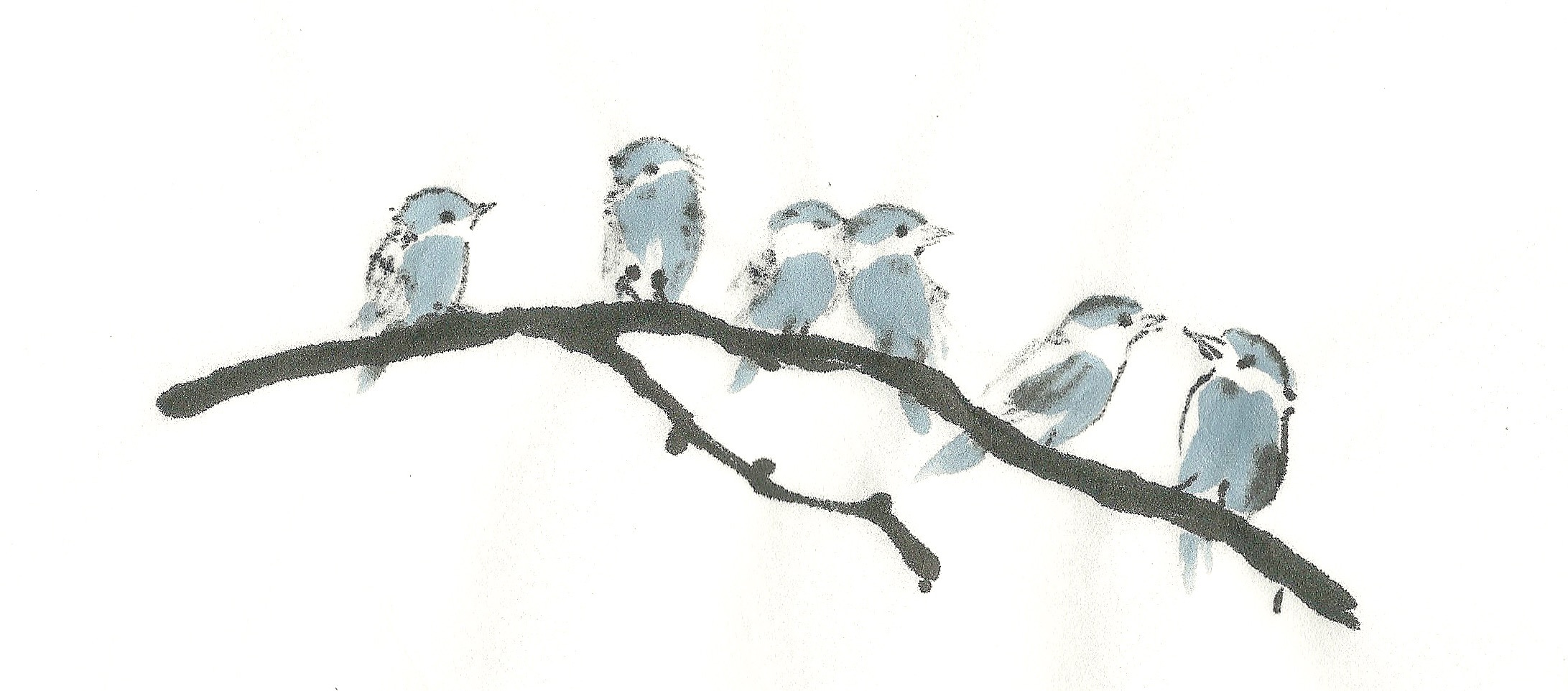 2183x962 Harmony And Joy, Two Birds On A Branch Followmybrushmarks - Two Birds Sketch