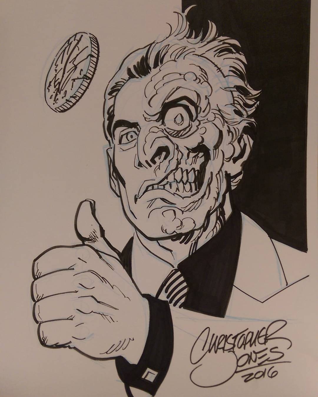 1080x1350 Now Taking Sketch Commission Requests! Christopher Jones Comic - Two Face Sketch