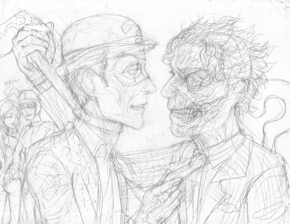 1016x787 Riddlertwo Face Sketch By Mythology1 - Two Face Sketch