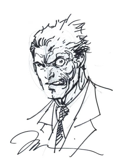 400x564 Sketch Jim Lee X3 About Faces - Two Face Sketch