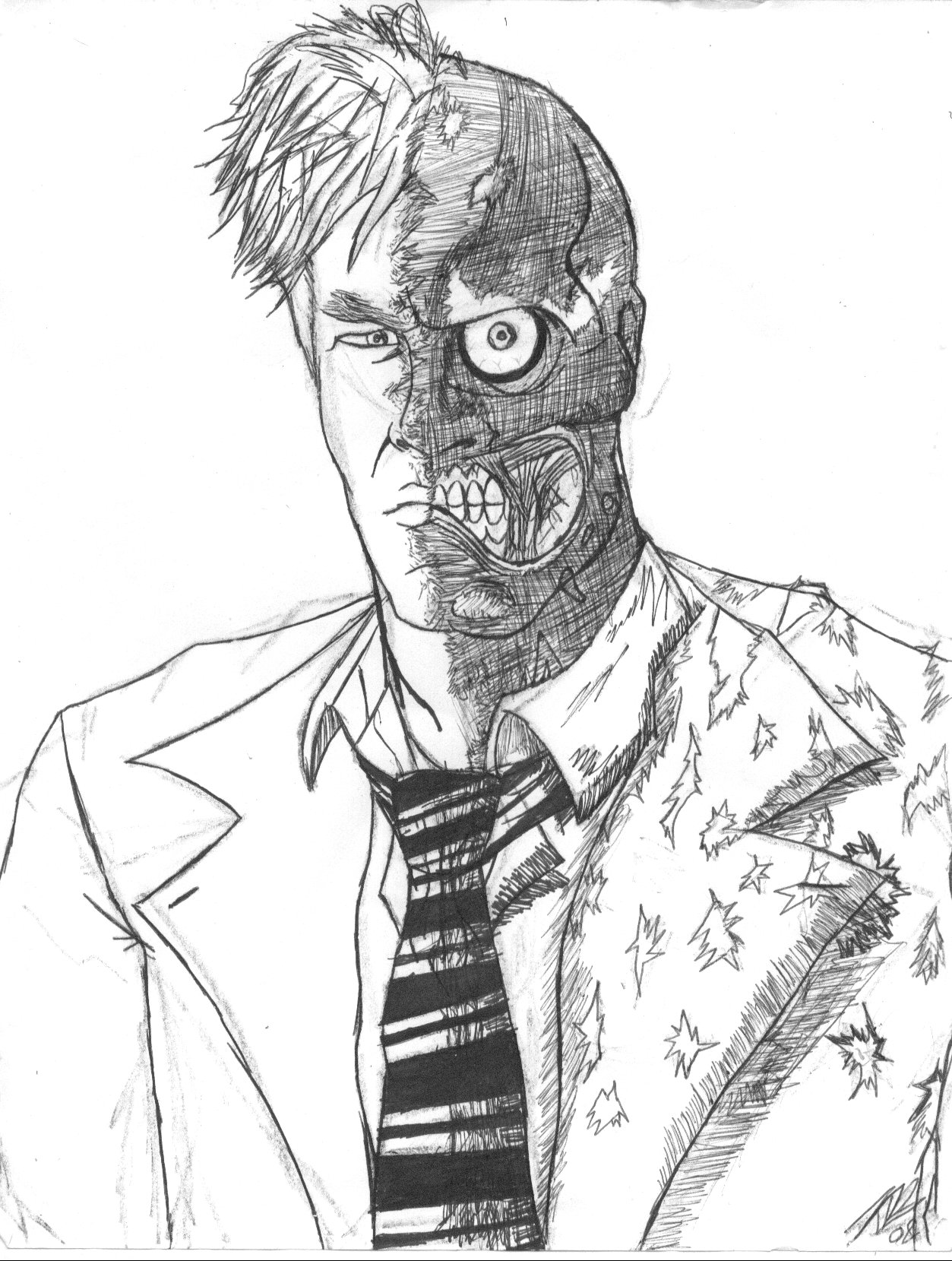 1253x1659 Two Face Sketch By Kelvin8 - Two Face Sketch