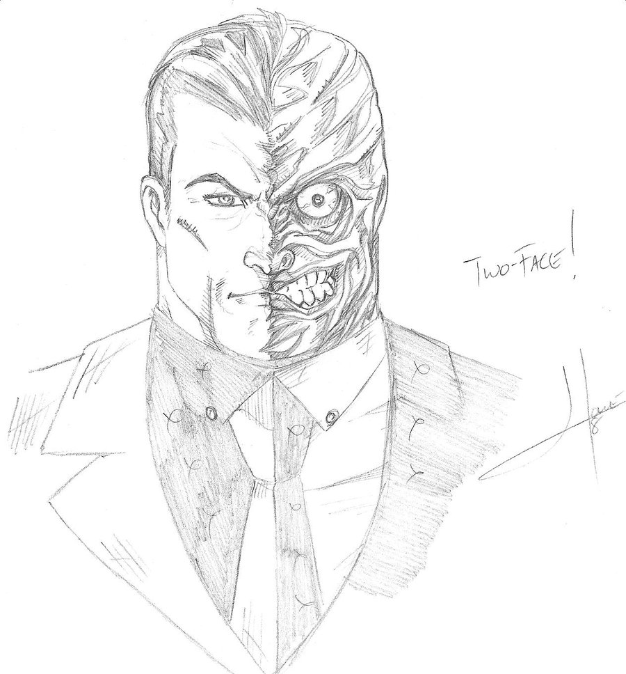 900x968 Two Face Sketch By Josephpaulhowe - Two Face Sketch