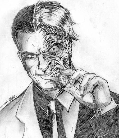 450x524 Two Face Ideas For My Own Tattoos Batman - Two Face Sketch