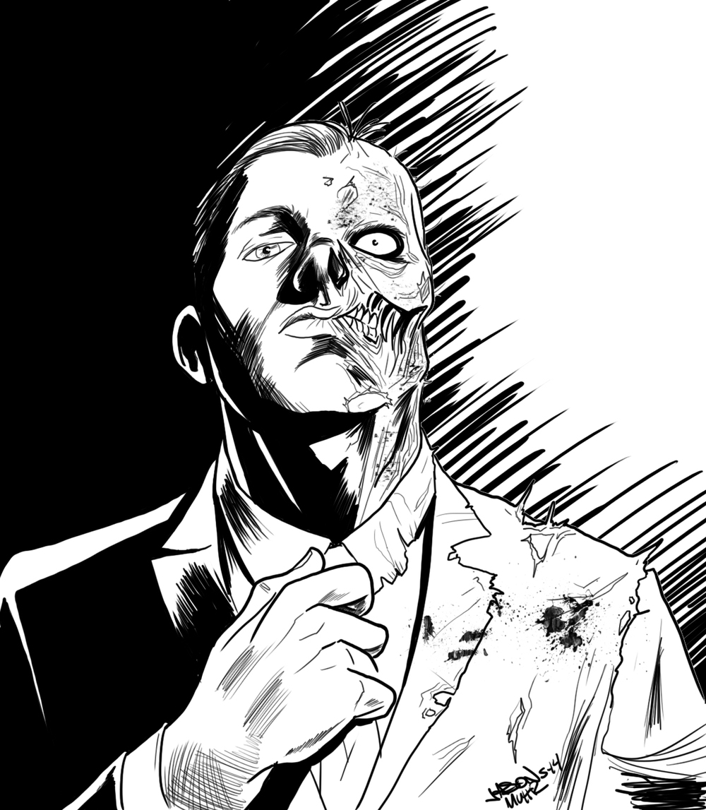 1000x1147 Daily Sketch Two Face Jason Muhr - Two Face Sketch