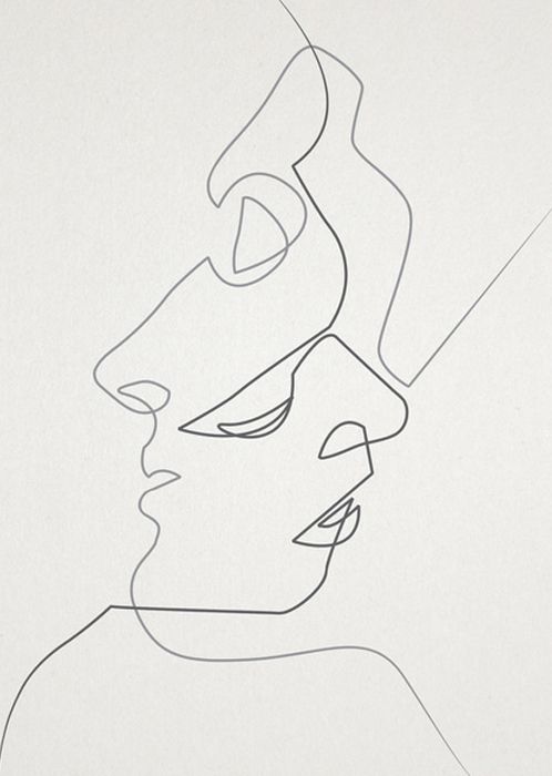 498x700 I Like All Things Abstract, Contour And Minimalist. Random - Two Face Sketch