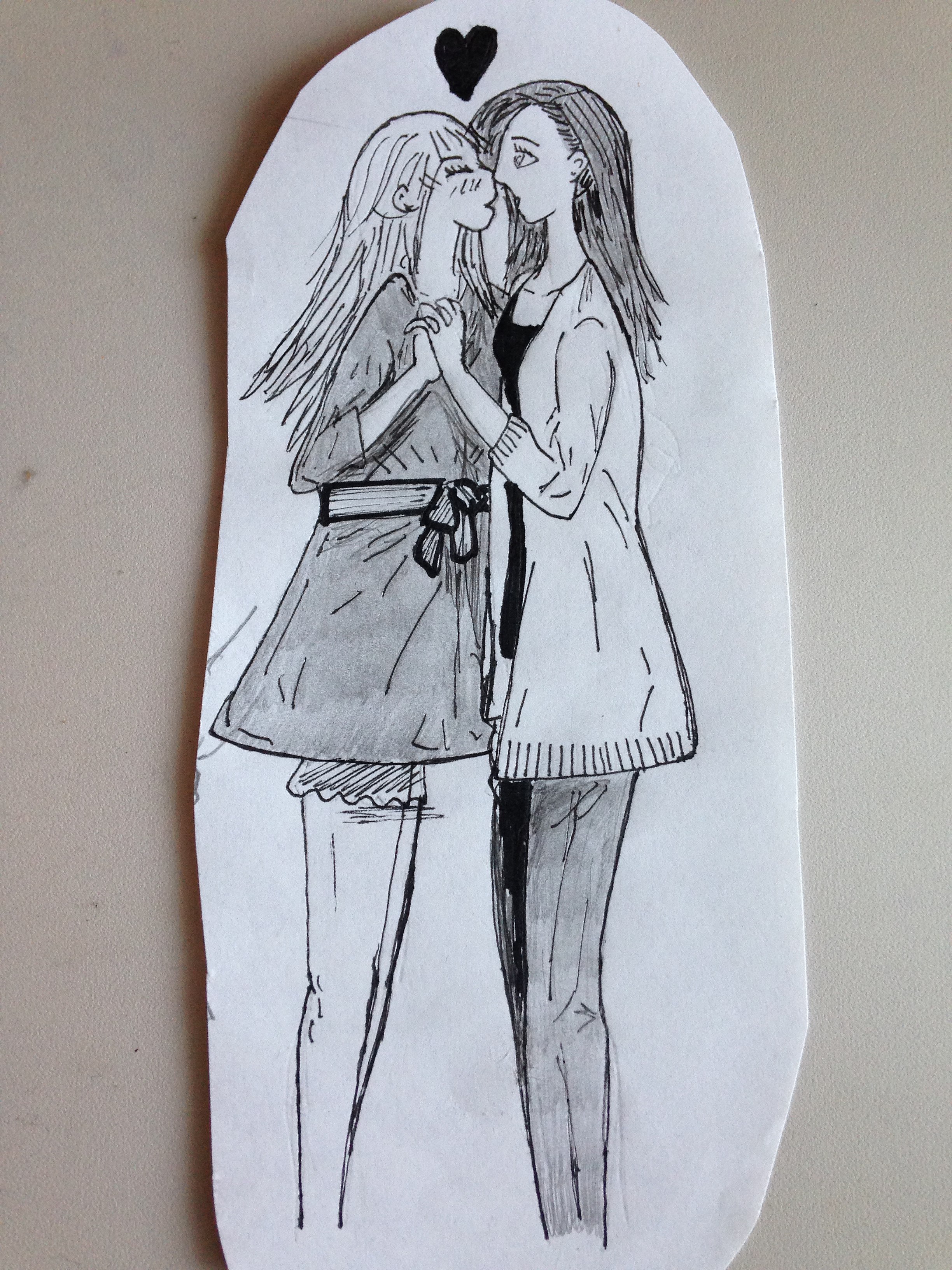 2448x3264 Filetwo Girls Sketch Kiss.jpg - Two Girls Sketch
