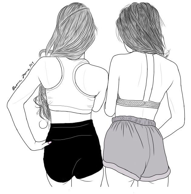 631x640 401 Images About Sad Drawings On We Heart It See More About Art - Two Girls Sketch