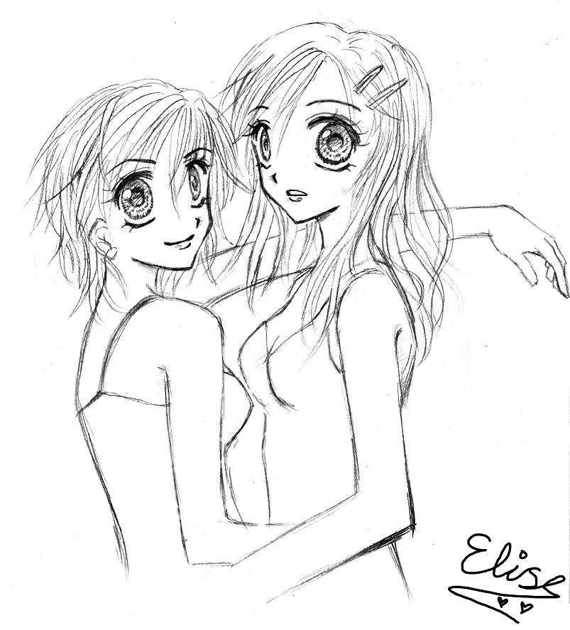 803x887 Two Girls Sketch By Hyacinthess - Two Girls Sketch