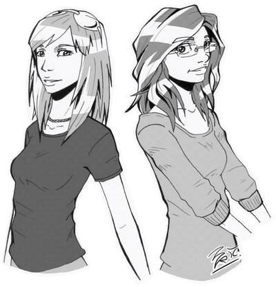 400x417 Commish - Two Girls Sketch
