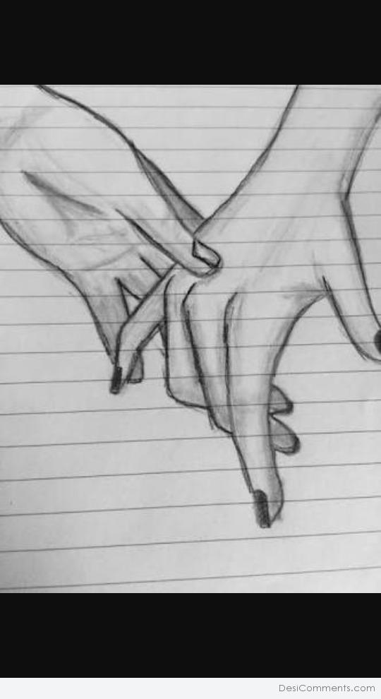 540x990 Pencil Sketch Of Two Hands - Two Hands Sketch