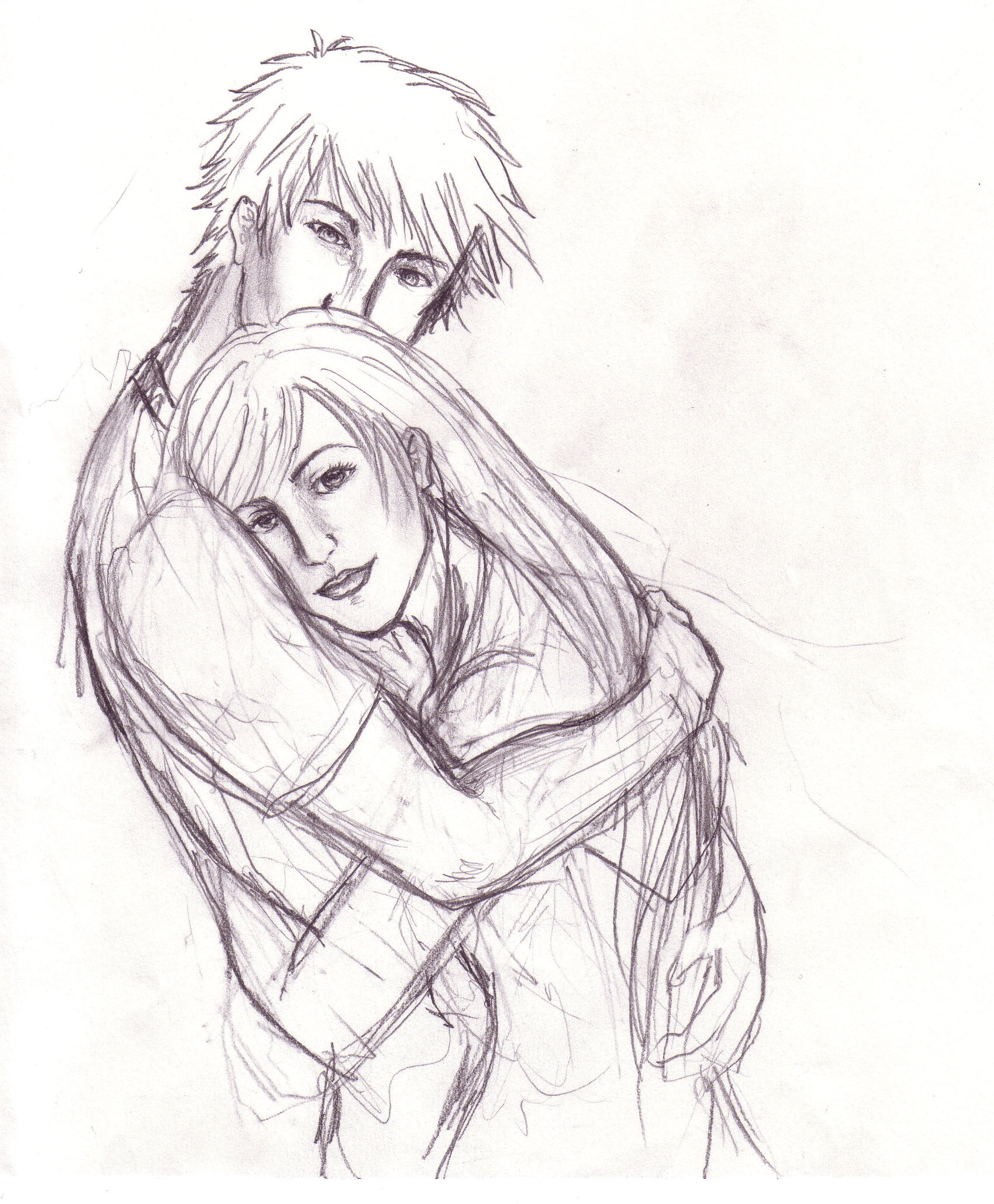 1700x2058 Hugging By Heliodus - Two People Hugging Sketch