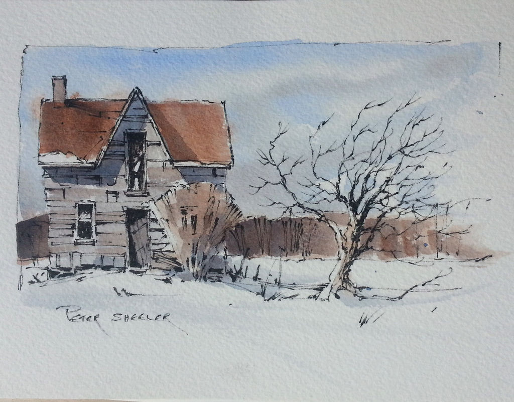 1024x801 Winter Farm Sketch With Two Colors Latest Video Posted On - Two Sketch
