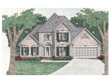 368x276 Two Story House Plan, 045h 0005 Pen And Ink Pencil Drawings - Two Story House Sketch