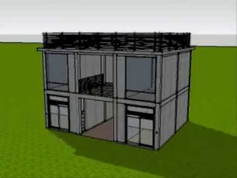480x360 3d Animated Construction Of 2 Storey Commercial Building - Two Story House Sketch