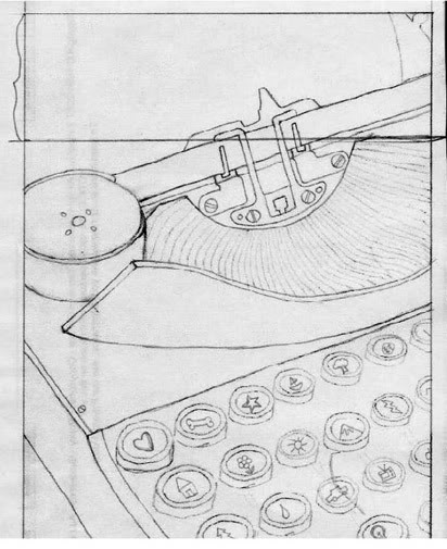 412x505 Jacqueline Hudon Illustrations Typewriter Sketch - Typewriter Sketch