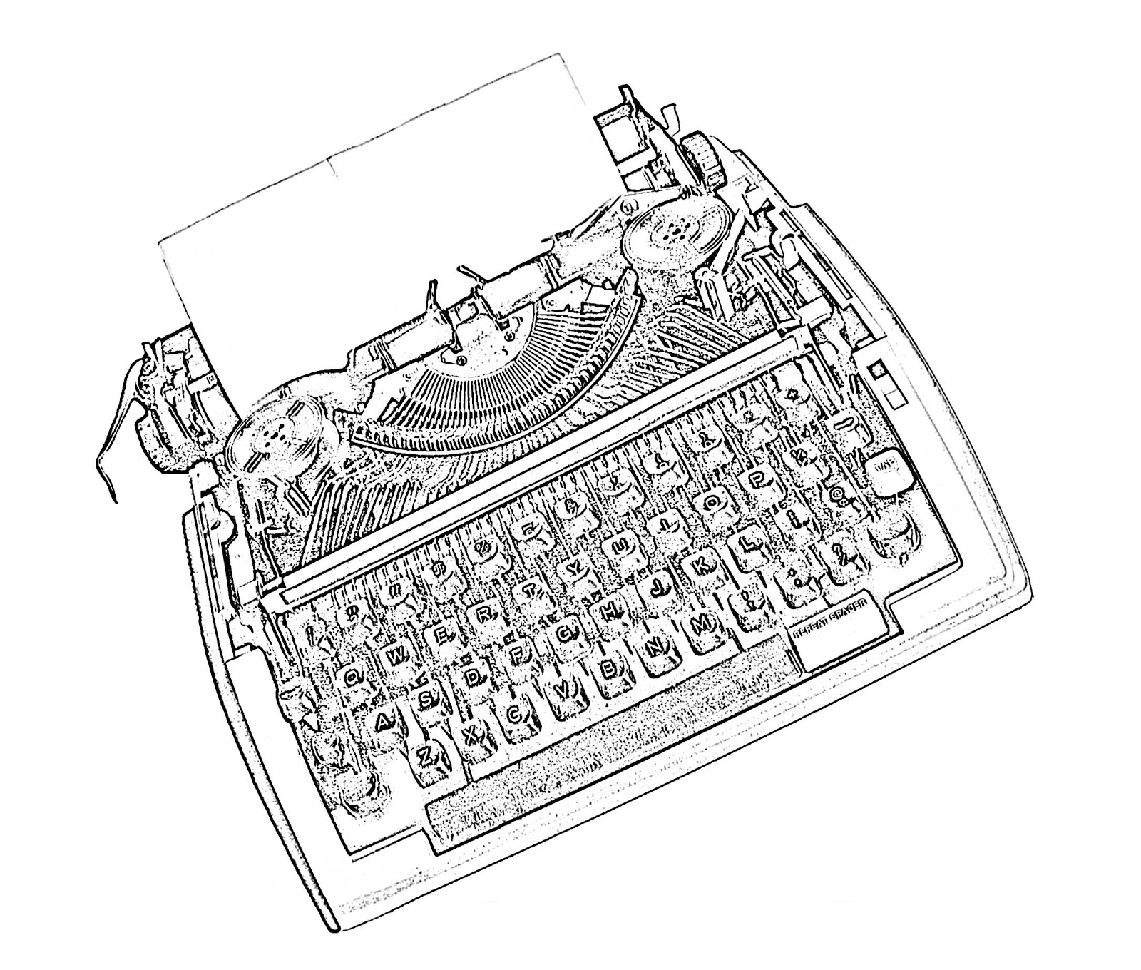 1600x1360 Stock Pictures Typewriter Photograph And Sketch - Typewriter Sketch