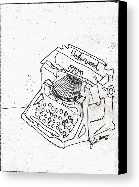 559x750 Antique Typewriter Sketch Canvas Print Canvas Art By Janel Bragg - Typewriter Sketch