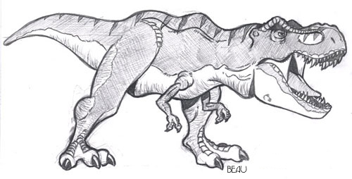 500x254 Jp T Rex By Beaubaphat - Tyrannosaurus Rex Sketch