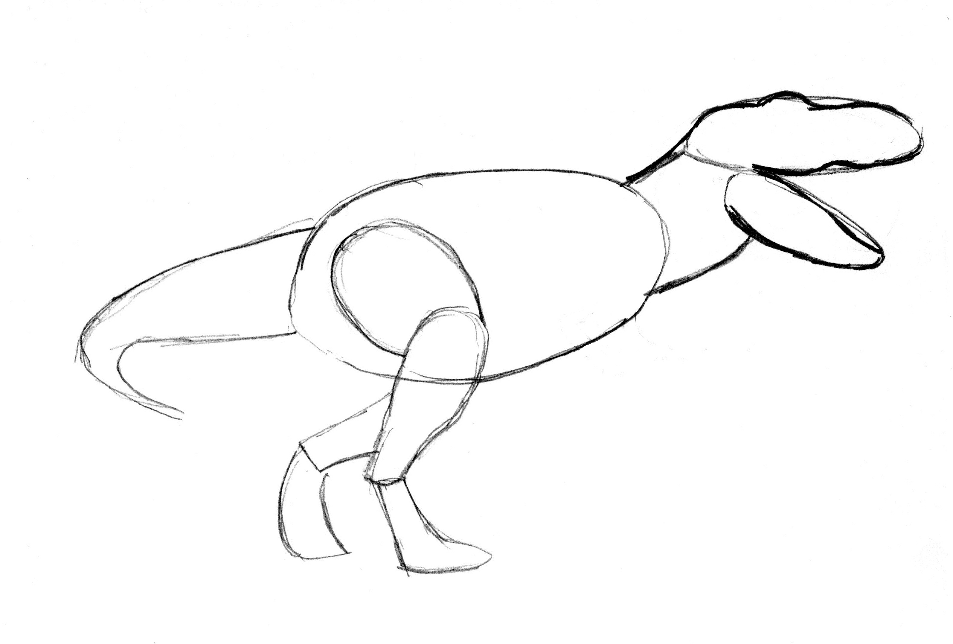 3187x2153 T Rex Drawing Step By Step - Tyrannosaurus Rex Sketch