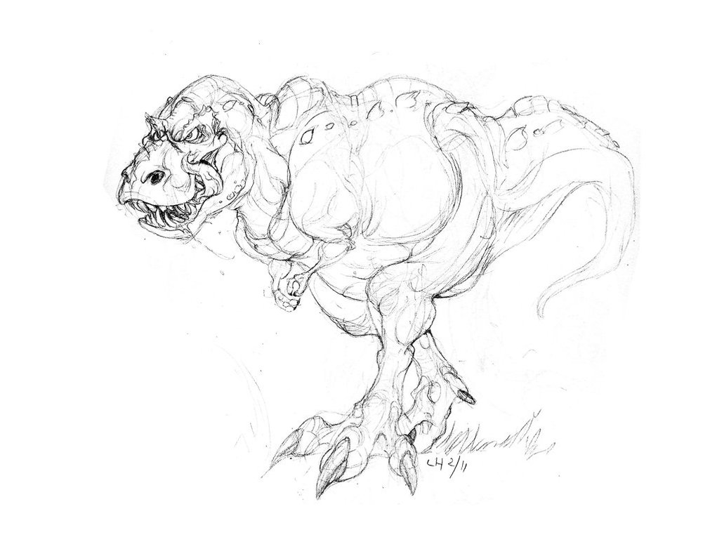1021x782 T Rex Sketch By Chalicothere - Tyrannosaurus Rex Sketch