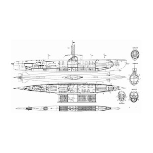 300x300 U Boat Cutaway Series Drawing By Aviation Heritage Press - U Boat Sketch