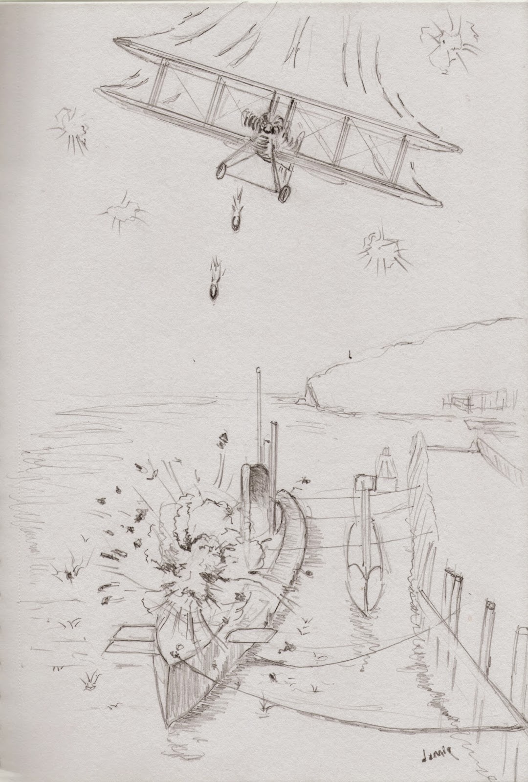 1080x1600 World War One - U Boat Sketch