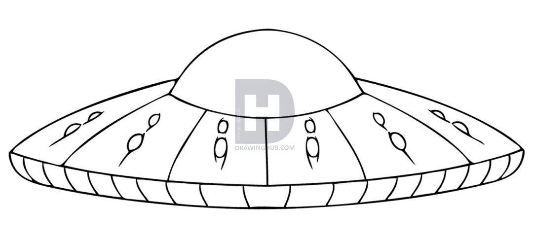 1080x483 How To Draw A Ufo, Step By Step, Drawing Guide, By Darkonator - Ufo Sketch