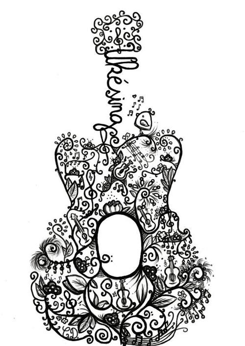 500x705 Uke Via Facebook Shared By Dela Cam On We Heart It - Ukulele Sketch