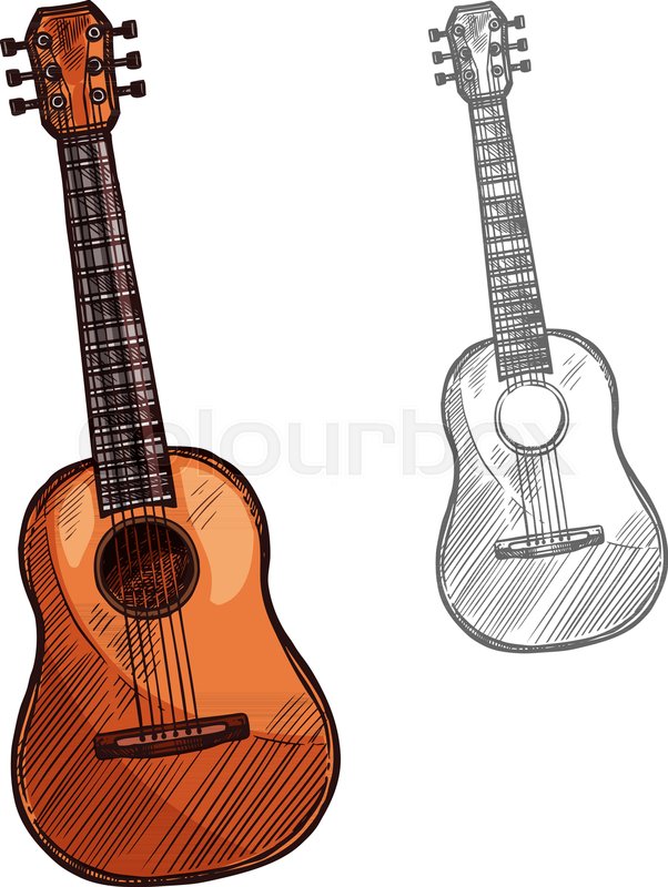 602x800 Guitar String Musical Instrument. Vector Sketch Symbol Of Folk Or - Ukulele Sketch