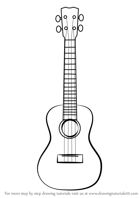 598x844 Learn How To Draw A Ukulele (Musical Instruments) Step By Step - Ukulele Sketch