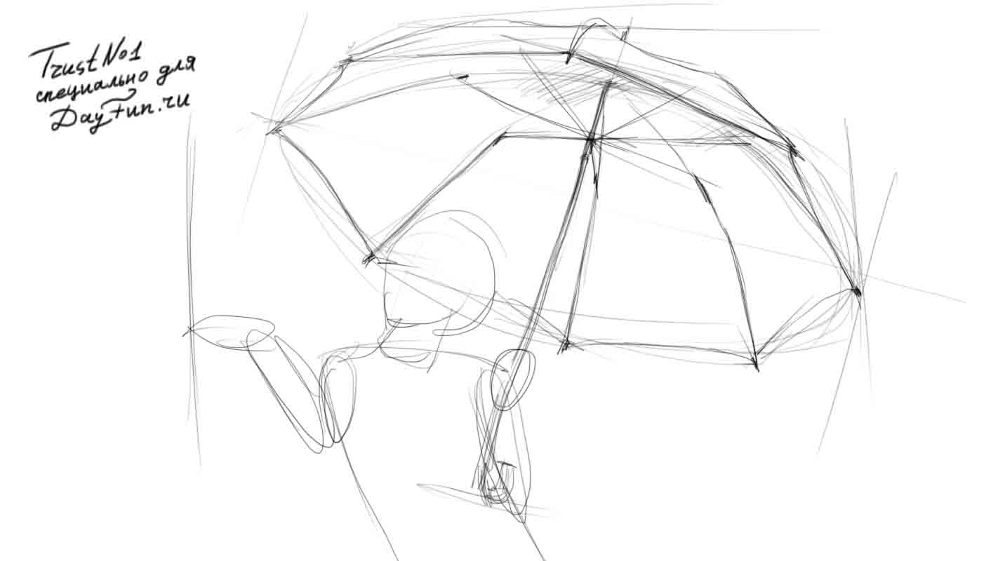 1422x800 How To Draw An Umbrella Step By Step - Umbrella Drawing Sketch