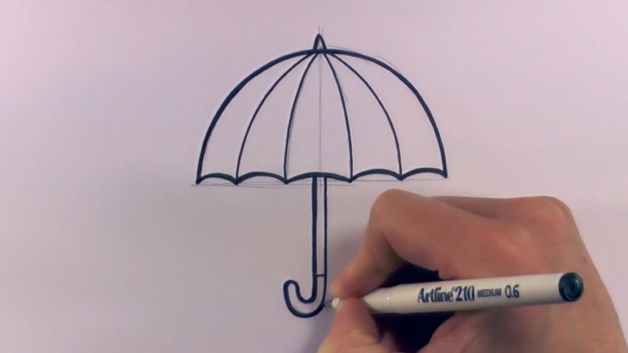 1280x720 How To Draw A Cartoon Umbrella - Umbrella Sketch