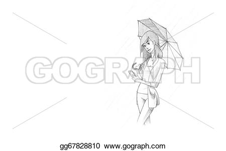 450x301 Umbrella Clipart Pencil Sketch - Umbrella Sketch
