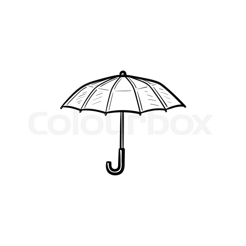 800x800 Vector Hand Drawn Umbrella Outline Doodle Icon. Umbrella Sketch - Umbrella Sketch