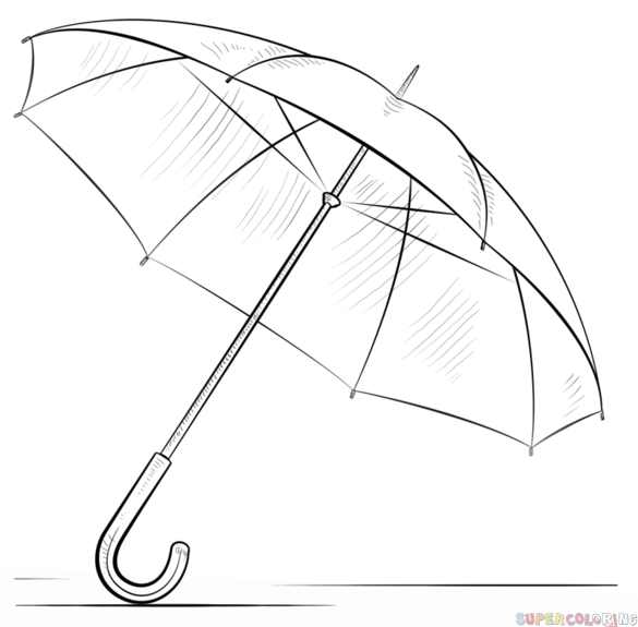 585x575 How To Draw An Umbrella Step By Step. Drawing Tutorials For Kids - Umbrella Sketch Images