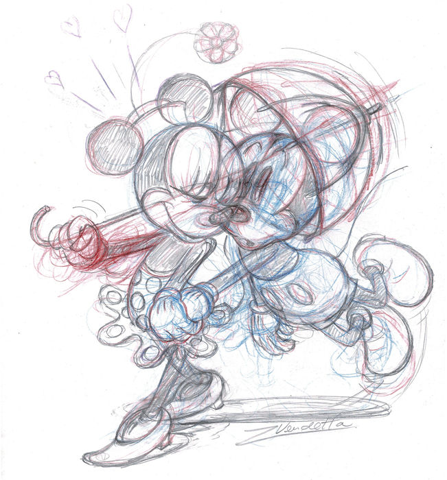 651x700 Minnie Amp Mickey Mouse Under The Umbrella - Umbrella Sketch Images
