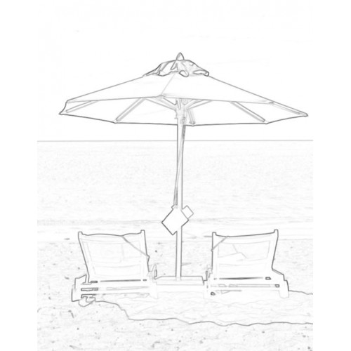 500x500 Umbrella On The Beach Sketch For Canvas Painting - Umbrella Sketch Images