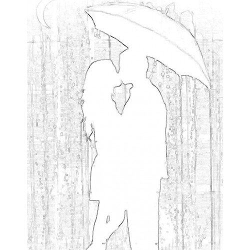 500x500 Under The Red Umbrella Sketch For Canvas Painting - Umbrella Sketch Images