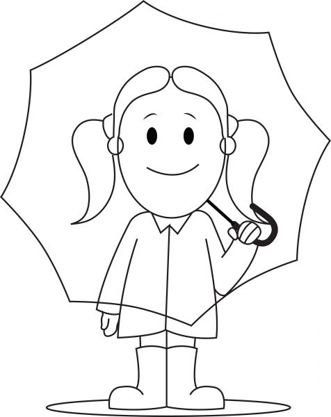 476x600 Girl Holding Umbrella - Umbrella Sketch Images