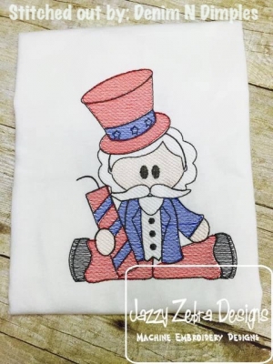 300x400 Uncle Sam Sketch Embroidery Design - Uncle Sam Sketch