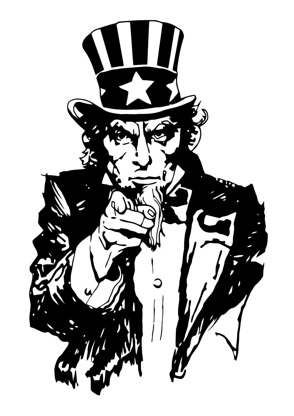 1240x1750 Coloring - Uncle Sam Sketch