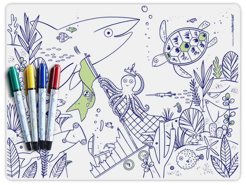 859x647 Plastic Free Reusable Mark Mat Amp Markers - Under The Sea Sketch