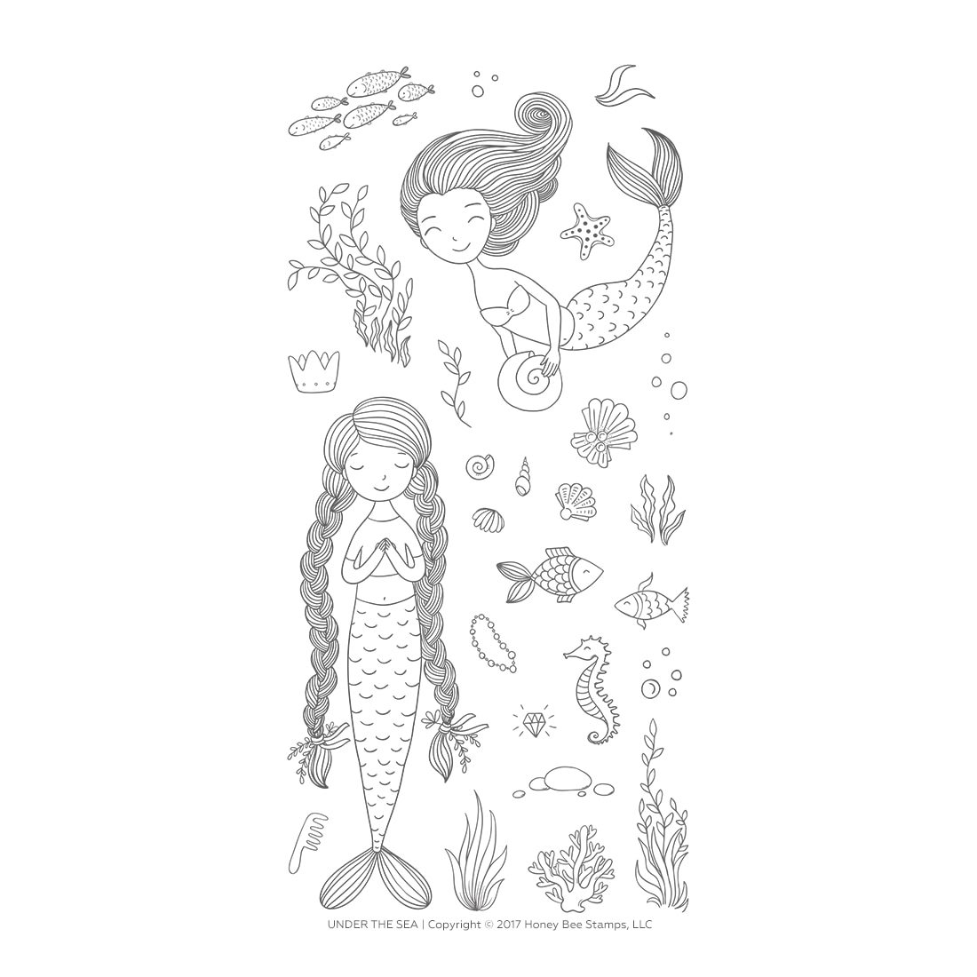 1100x1100 Under The Sea 4x8 Stamp Set Honey Bee Stamps - Under The Sea Sketch