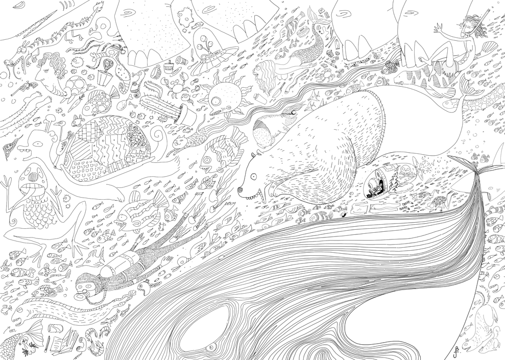 989x705 Under The Sea By E1n - Under The Sea Sketch