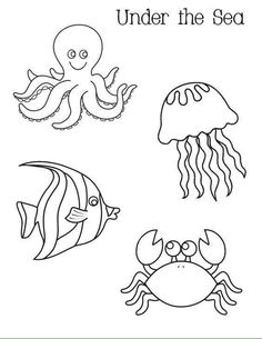 236x305 Under The Sea Animal Sketches Animals , Cartoon Ocean Animal - Under The Sea Sketch
