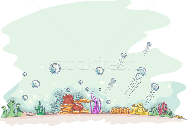 600x404 Underwater Sketch Background Vector Illustration Lenm ( 3128341 - Undersea Sketch