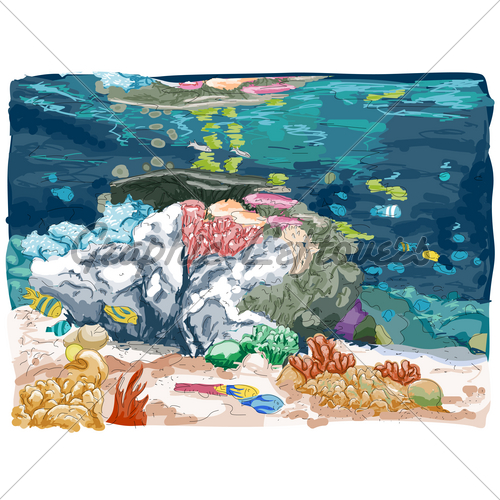 500x500 Underwater Sketch Gl Stock Images - Undersea Sketch